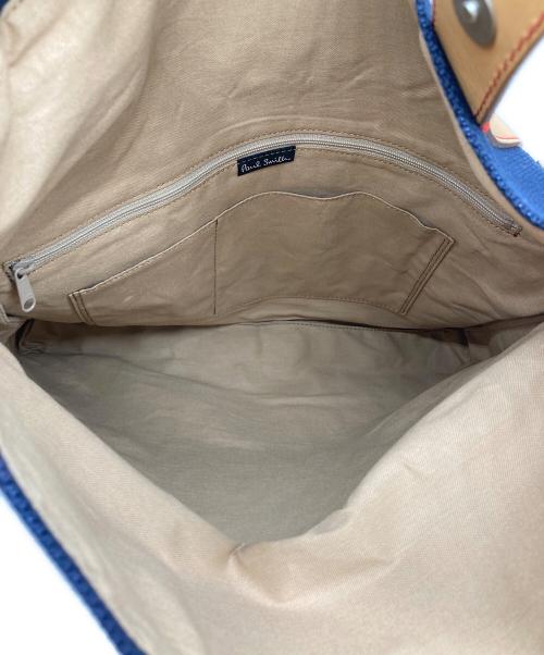 PAUL SMITH（ポールスミス）PAUL SMITH (ポールスミス) レザー切替キャンバスショルダーバッグ ネイビーの古着・服飾アイテム