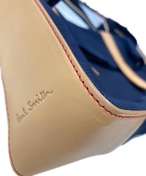 PAUL SMITH（ポールスミス）PAUL SMITH (ポールスミス) レザー切替キャンバスショルダーバッグ ネイビーの古着・服飾アイテム