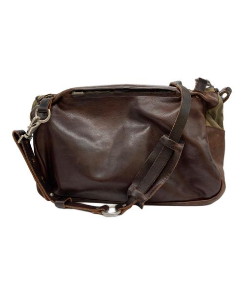 BILLYKIRK（ビリーカーク）BILLYKIRK (ビリーカーク) レザー切替メッセンジャーバッグ ブラウン×カーキの古着・服飾アイテム