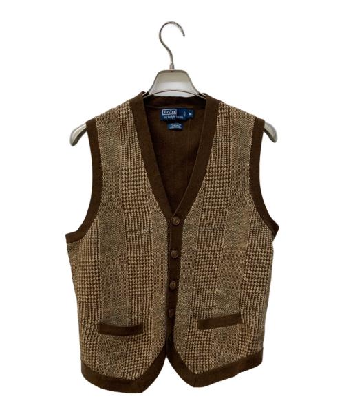 POLO RALPH LAUREN（ポロ・ラルフローレン）POLO RALPH LAUREN (ポロ・ラルフローレン) リネンカシミヤニットベスト ブラウン サイズ:Ⅿの古着・服飾アイテム