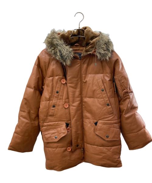 FREEDOM（フリーダム）FREEDOM (フリーダム) レザーダウンジャケット ブラウン サイズ:38の古着・服飾アイテム