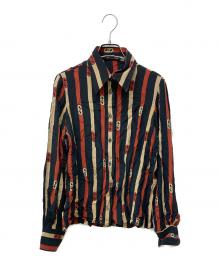 Salvatore Ferragamo（サルヴァトーレ フェラガモ）の古着「総柄シャツ」｜ブラック