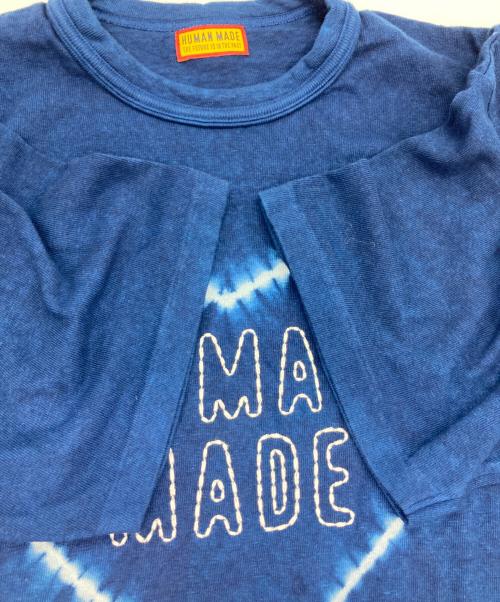 HUMAN MADE（ヒューマンメイド）HUMAN MADE (ヒューマンメイド) 染めタイダイロゴTシャツ インディゴ サイズ:Mの古着・服飾アイテム
