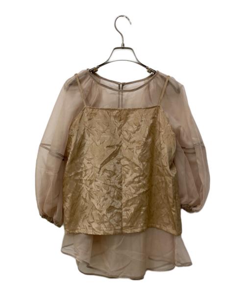 acka（エーシーケーエー）acka (エーシーケーエー) puffy sheer blouse/シアーブラウス ベージュ サイズ:FREEの古着・服飾アイテム