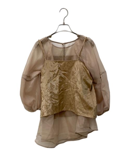 acka（エーシーケーエー）acka (エーシーケーエー) puffy sheer blouse/シアーブラウス ベージュ サイズ:FREEの古着・服飾アイテム