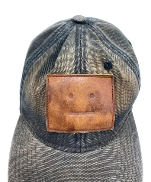 Acne studios（アクネ ストゥディオス）ACNE STUDIOS (アクネ ストゥディオス) ユーズド加工フェイスパッチキャップ ブラックの古着・服飾アイテム