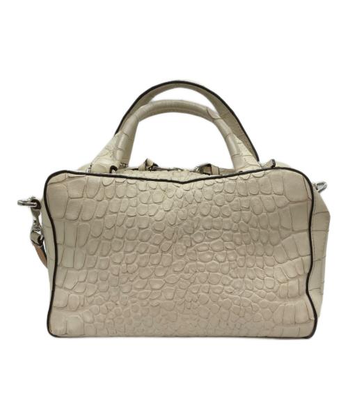 COACH（コーチ）COACH (コーチ) クロコ型押し2WAYショルダーバッグ ホワイトの古着・服飾アイテム