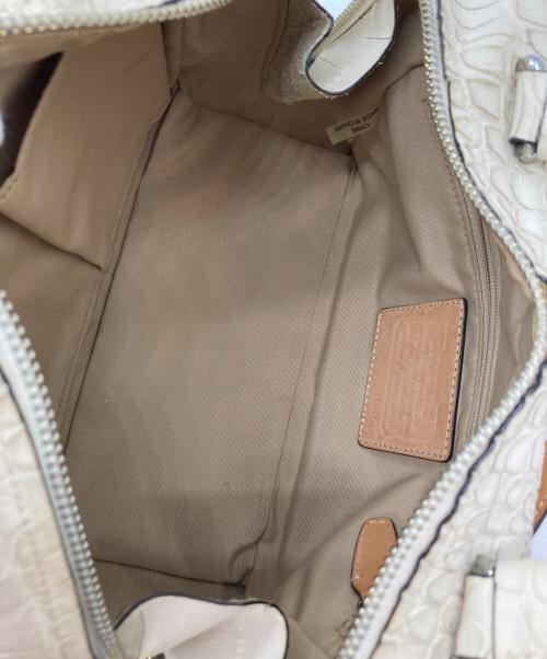 COACH（コーチ）COACH (コーチ) クロコ型押し2WAYショルダーバッグ ホワイトの古着・服飾アイテム