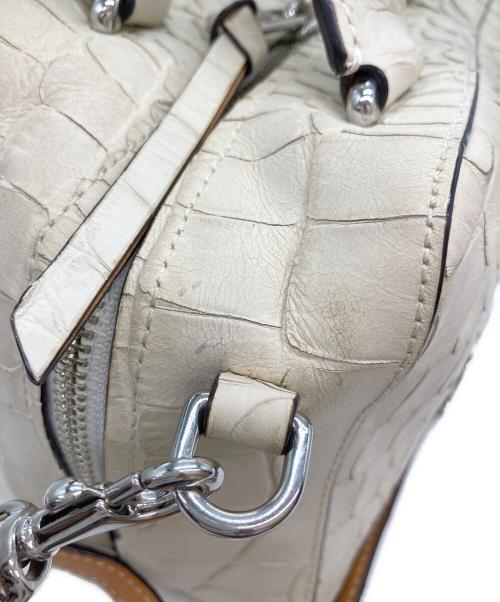 COACH（コーチ）COACH (コーチ) クロコ型押し2WAYショルダーバッグ ホワイトの古着・服飾アイテム
