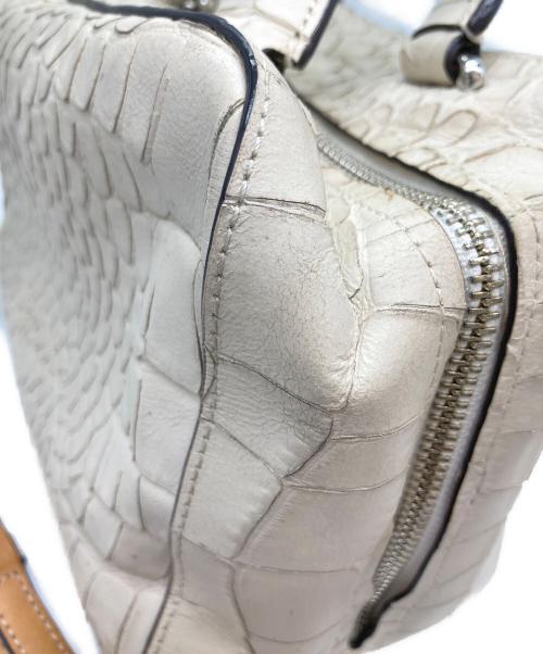 COACH（コーチ）COACH (コーチ) クロコ型押し2WAYショルダーバッグ ホワイトの古着・服飾アイテム