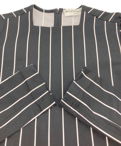 BALENCIAGA（バレンシアガ）BALENCIAGA (バレンシアガ) ストライプブラウス ブラック サイズ:34の古着・服飾アイテム