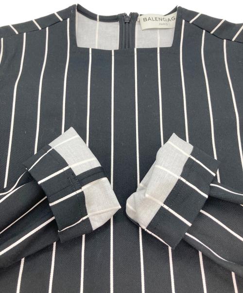 BALENCIAGA（バレンシアガ）BALENCIAGA (バレンシアガ) ストライプブラウス ブラック サイズ:34の古着・服飾アイテム