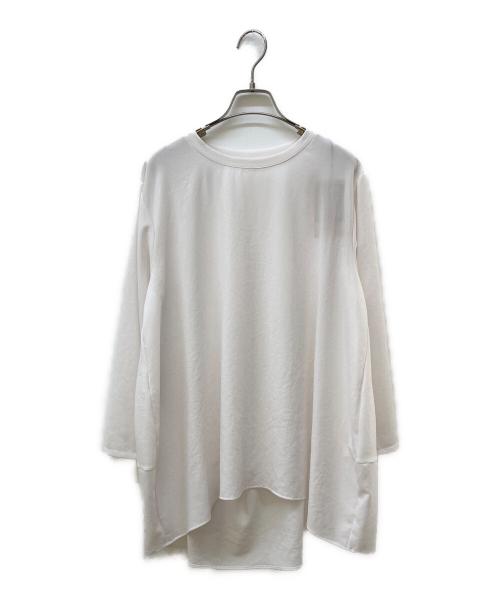 BEARDSLEY（ビアズリー）BEARDSLEY (ビアズリー) 後ろドレープTブラウス ホワイト サイズ:FREE 未使用品の古着・服飾アイテム