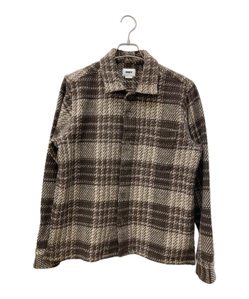 OBEY（オベイ）OBEY (オベイ) ブロックチェックシャツジャケット ブラウン サイズ:Sの古着・服飾アイテム