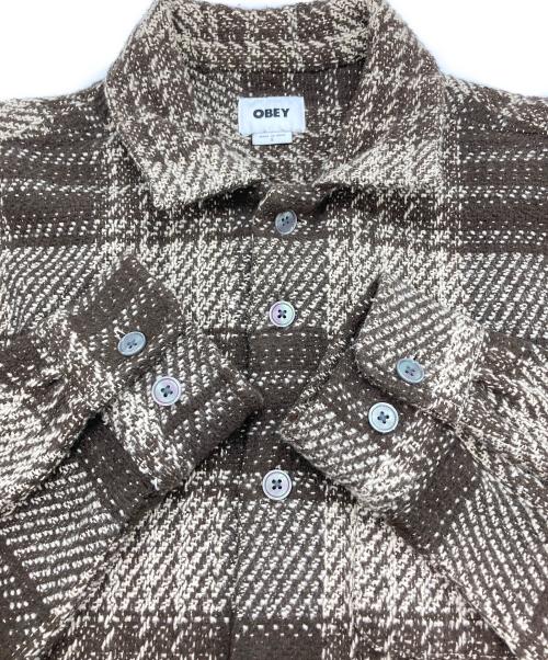 OBEY（オベイ）OBEY (オベイ) ブロックチェックシャツジャケット ブラウン サイズ:Sの古着・服飾アイテム