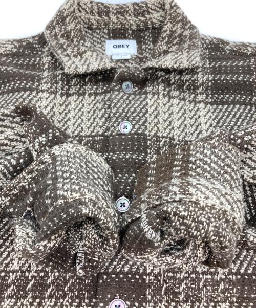 OBEY（オベイ）OBEY (オベイ) ブロックチェックシャツジャケット ブラウン サイズ:Sの古着・服飾アイテム