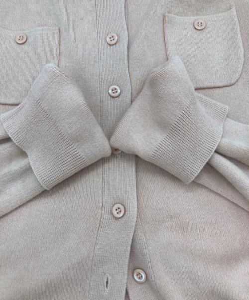 CABAN（キャバン）CABaN (キャバン) コットンカシミヤクルーネックカーディガン サーモンピンク サイズ:XSの古着・服飾アイテム