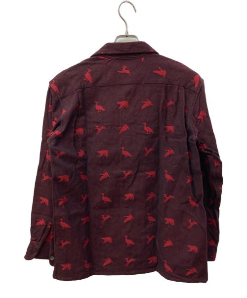 Engineered Garments（エンジニアドガーメンツ）Engineered Garments (エンジニアドガーメンツ) アニマル柄オープンカラーシャツ レッド×ブラック サイズ:XLの古着・服飾アイテム