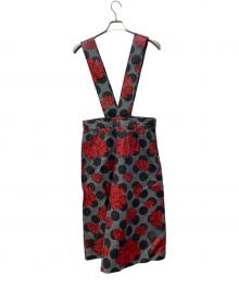 TAO COMME des GARCONS（タオ コムデギャルソン）の古着「サスペンダーフラワープリントパンツ」｜ブラック×レッド