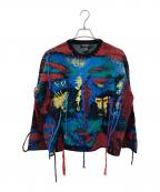 Desigual×Maria Escoteデシグアル×マリアエスコテ）の古着「総柄ニット」｜レッド×ブルー