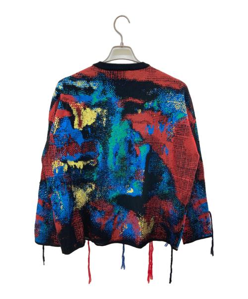 Desigual（デシグアル）Desigual (デシグアル) maria escote (マリアエスコテ) 総柄ニット レッド×ブルー サイズ:Mの古着・服飾アイテム