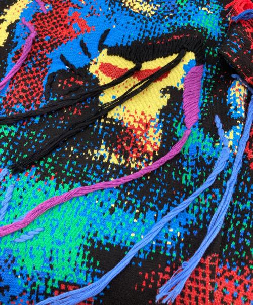 Desigual（デシグアル）Desigual (デシグアル) maria escote (マリアエスコテ) 総柄ニット レッド×ブルー サイズ:Mの古着・服飾アイテム