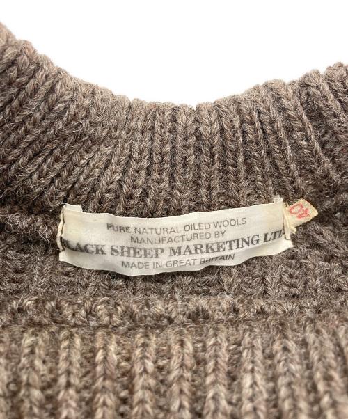Black Sheep（ブラックシープ）BLACK SHEEP (ブラックシープ) レザーパッチクールネックニット ブラウン サイズ:40の古着・服飾アイテム