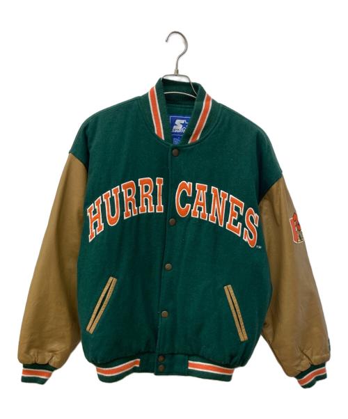 STARTER（スターター）STARTER (スターター) レザー切替スタジャン グリーン サイズ:Mの古着・服飾アイテム