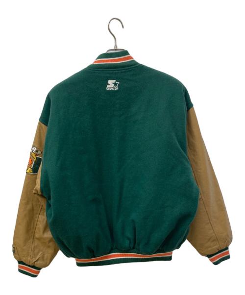 STARTER（スターター）STARTER (スターター) レザー切替スタジャン グリーン サイズ:Mの古着・服飾アイテム