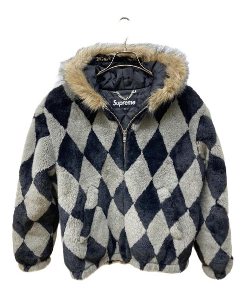 SUPREME（シュプリーム）SUPREME (シュプリーム) DIAMOND FAUX FUR JACKET ブラック×グレー サイズ:Ｍの古着・服飾アイテム