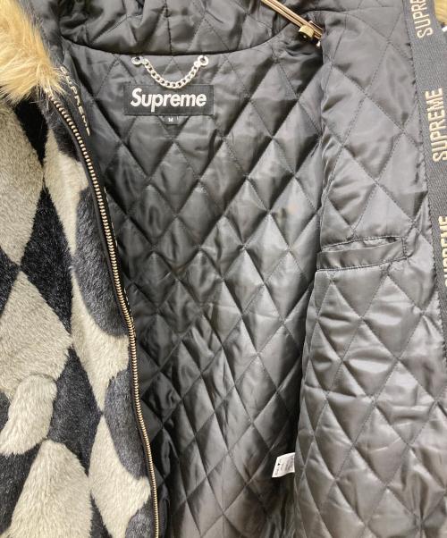 SUPREME（シュプリーム）SUPREME (シュプリーム) DIAMOND FAUX FUR JACKET ブラック×グレー サイズ:Ｍの古着・服飾アイテム
