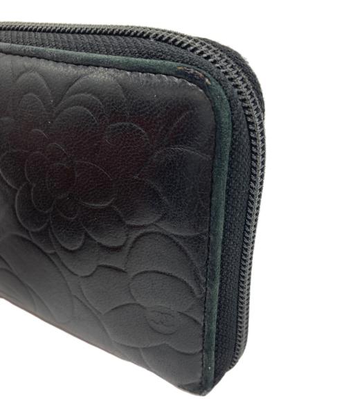 CHANEL（シャネル）CHANEL (シャネル) カメリアラウンドファスナー長財布 ブラックの古着・服飾アイテム