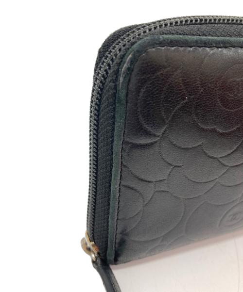 CHANEL（シャネル）CHANEL (シャネル) カメリアラウンドファスナー長財布 ブラックの古着・服飾アイテム
