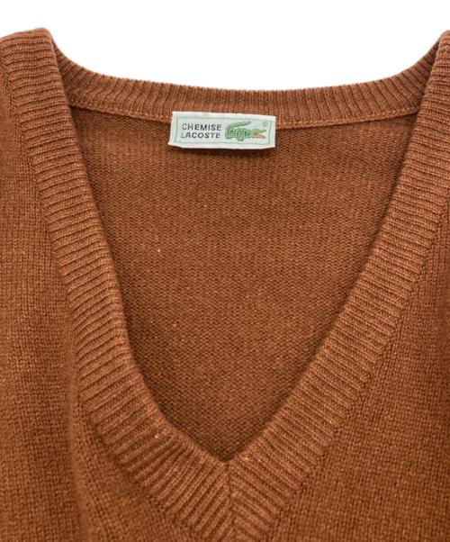 CHEMISE LACOSTE（シュミーズ ラコステ）CHEMISE LACOSTE (シュミーズ ラコステ) Vネックニット ブラウン サイズ:5の古着・服飾アイテム