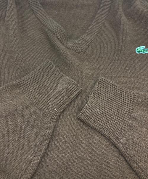 CHEMISE LACOSTE（シュミーズ ラコステ）CHEMISE LACOSTE (シュミーズ ラコステ) Vネックニット ブラウン サイズ:5の古着・服飾アイテム