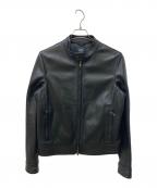 EMMETIエンメティ）の古着「JURI/ラムスキンシングルライダースジャケット」｜ブラック