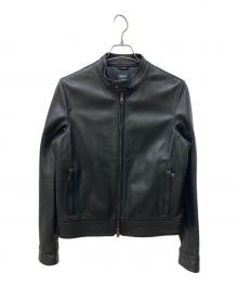EMMETI（エンメティ）の古着「JURI/ラムスキンシングルライダースジャケット」｜ブラック