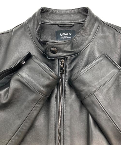 EMMETI（エンメティ）EMMETI (エンメティ) JURI/ラムスキンシングルライダースジャケット ブラック サイズ:46の古着・服飾アイテム