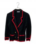 Yves Saint Laurentイヴサンローラン）の古着「ニットダブルジャケット」｜ブラック×レッド