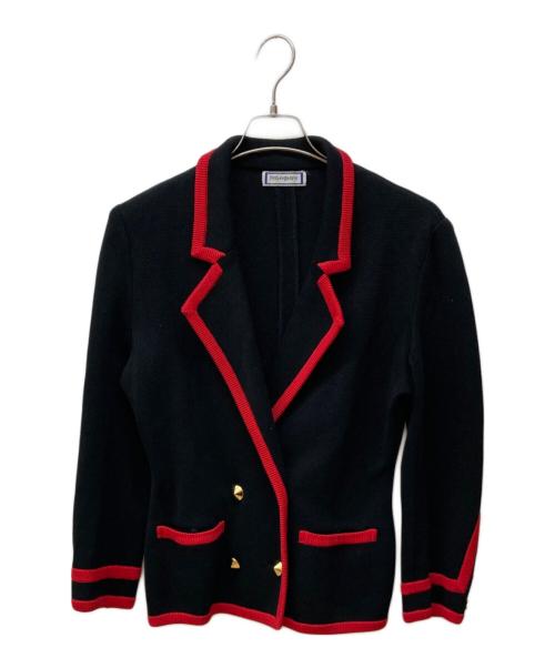 Yves Saint Laurent（イヴサンローラン）Yves Saint Laurent (イヴサンローラン) ニットダブルジャケット ブラック×レッド サイズ:Mの古着・服飾アイテム