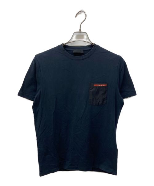PRADA（プラダ）PRADA (プラダ) ナイロン切替ポケットTシャツ ネイビー サイズ:Sの古着・服飾アイテム