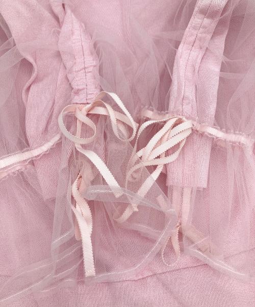 noir kei ninomiya（ノワール ケイ ニノミヤ）noir kei ninomiya (ノワール ケイ ニノミヤ) リボンギャザーチュールニット ピンク サイズ:Ｍの古着・服飾アイテム