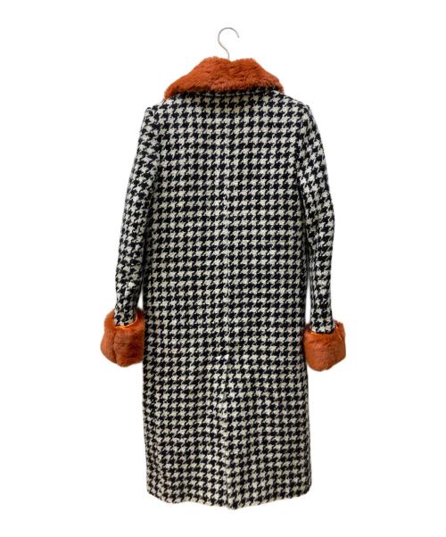 Regina Romantico（レジィーナロマンティコ）REGINA ROMANTICO (レジィーナロマンティコ) ハウンドトゥースエコファーコート オレンジ×ブラック×ホワイト サイズ:Ｓの古着・服飾アイテム