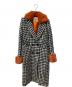 REGINA ROMANTICO（レジィーナロマンティコ）の古着「ハウンドトゥースエコファーコート」｜オレンジ×ブラック×ホワイト