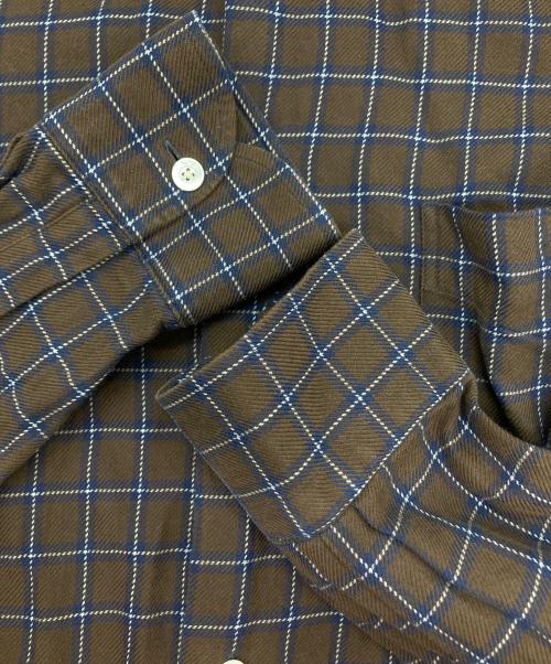 HERMES（エルメス）HERMES (エルメス) フランネルチェックシャツ ブラウン サイズ:15 3/4の古着・服飾アイテム