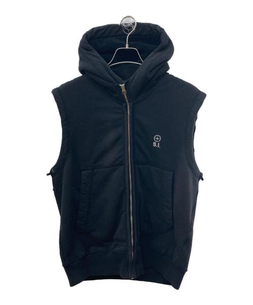 Stone Island Denims（ストーンアイランドデニム）STONE ISLAND Denims (ストーンアイランドデニム) ノースリーブジップパーカー ブラック サイズ:Lの古着・服飾アイテム