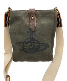 Vivienne Westwood（ヴィヴィアンウエストウッド）の古着「オーブプリントキャンバスショルダーバッグ」｜カーキ