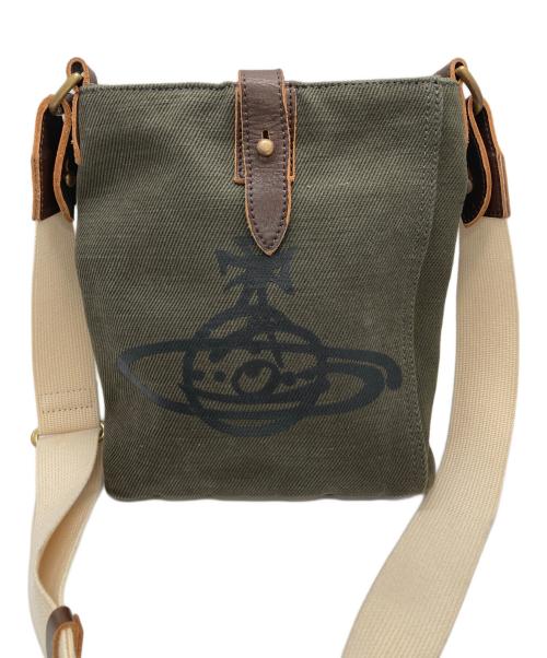 Vivienne Westwood（ヴィヴィアンウエストウッド）Vivienne Westwood (ヴィヴィアンウエストウッド) オーブプリントキャンバスショルダーバッグ カーキの古着・服飾アイテム