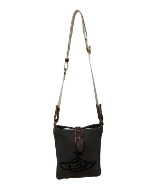 Vivienne Westwood（ヴィヴィアンウエストウッド）Vivienne Westwood (ヴィヴィアンウエストウッド) オーブプリントキャンバスショルダーバッグ カーキの古着・服飾アイテム