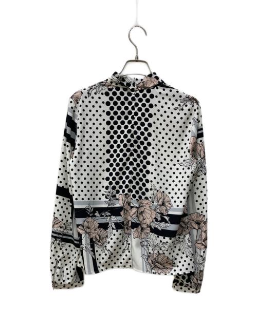 Pinky & Dianne（ピンキーアンドダイアン）Pinky & Dianne (ピンキーアンドダイアン) ラインブロックフラワープリントブラウス ホワイト サイズ:38の古着・服飾アイテム